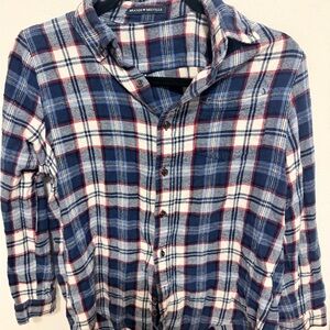 Brandy Melville Red and Blue Plaid Casual Shirt